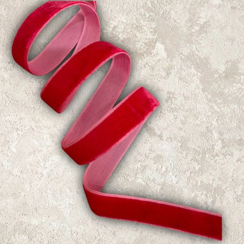 лента бархатная 1,5см светло-красный 43 (1метр)