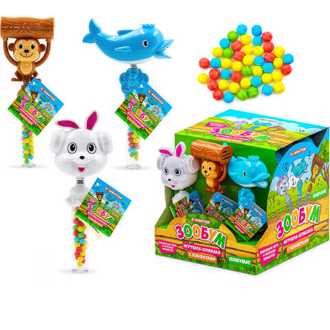 Зообум игрушка-шумелка с конфетами 1кор*12бл*12шт, 8гр