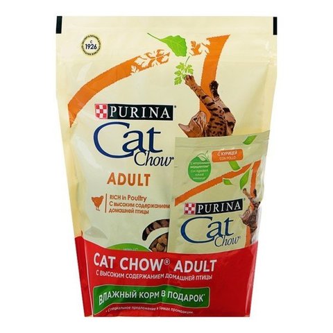 ПРОМО! Purina Cat Chow сухой корм для взрослых кошек птица 400+85г