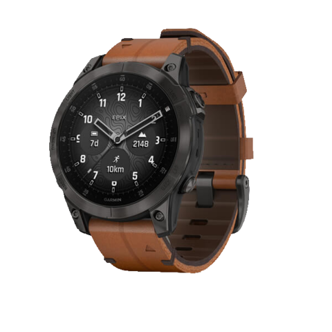 Garmin Epix 2 - Sapphire Black Titanium with Brown Leather