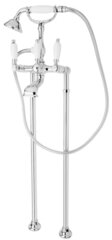 Cezares FIRST-VDP-01-Bi FIRST-VDP-01-Bi Напольный смеситель для ванны с ручным душем, исполнение хром, ручки белые фото