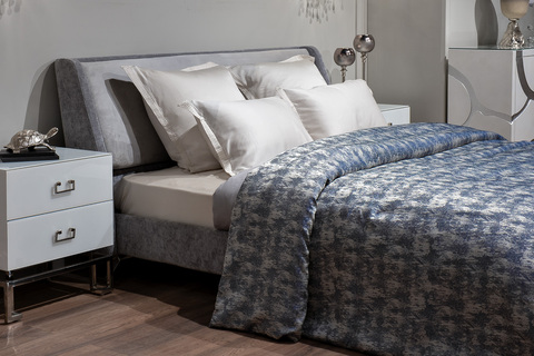 Покрывало на кровать 260x260 Garda Decor Houston синее с серым