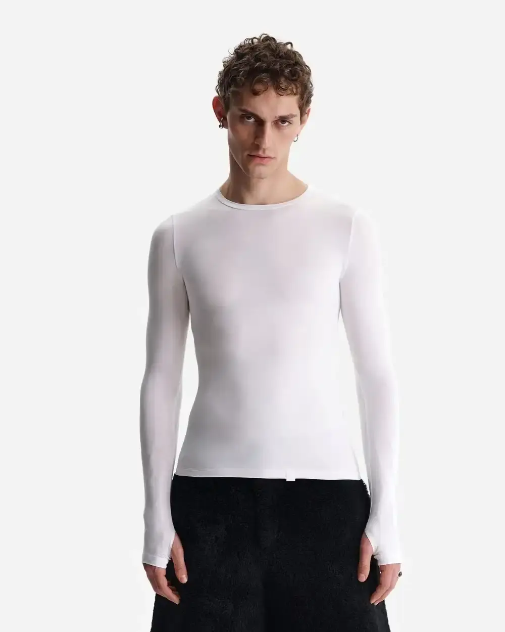 Лонгслив из тонкого трикотажа белый