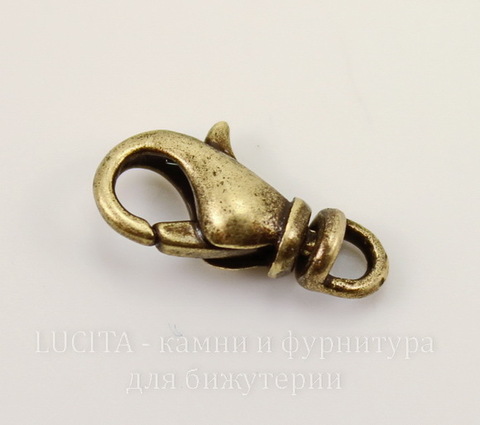 Винтажный замок - карабин 12х6 мм (оксид латуни)