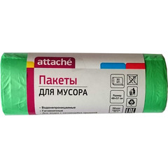 Мешки для мусора на 30 л Attache зеленые (ПНД, 10 мкм, в рулоне 30 шт, 50х60 см)