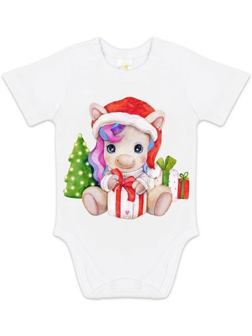 Боди с коротким рукавом "Единорожка с подарками"