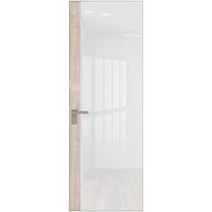 Алюминиевая дверь 6AGК кромка никель матовый остеклённая