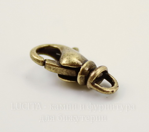 Винтажный замок - карабин 12х6 мм (оксид латуни)