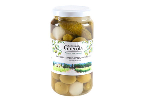Коктейль с оливками, луком и корнишонами Guerola, 370г