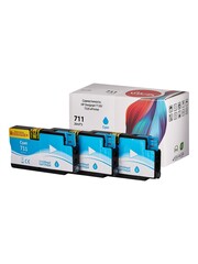 Набор струйных картриджей Sakura CZ134A (№711 Cyan 3-pack) для HP Designjet T120/T520 ePrinter, водорастворимый тип чернил, голубой, 26 мл.