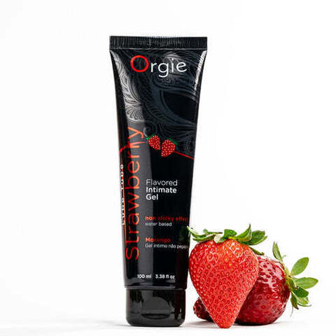 Интимный гель на водной основе Lube Tube Strawberry с клубничным вкусом - 100 мл.