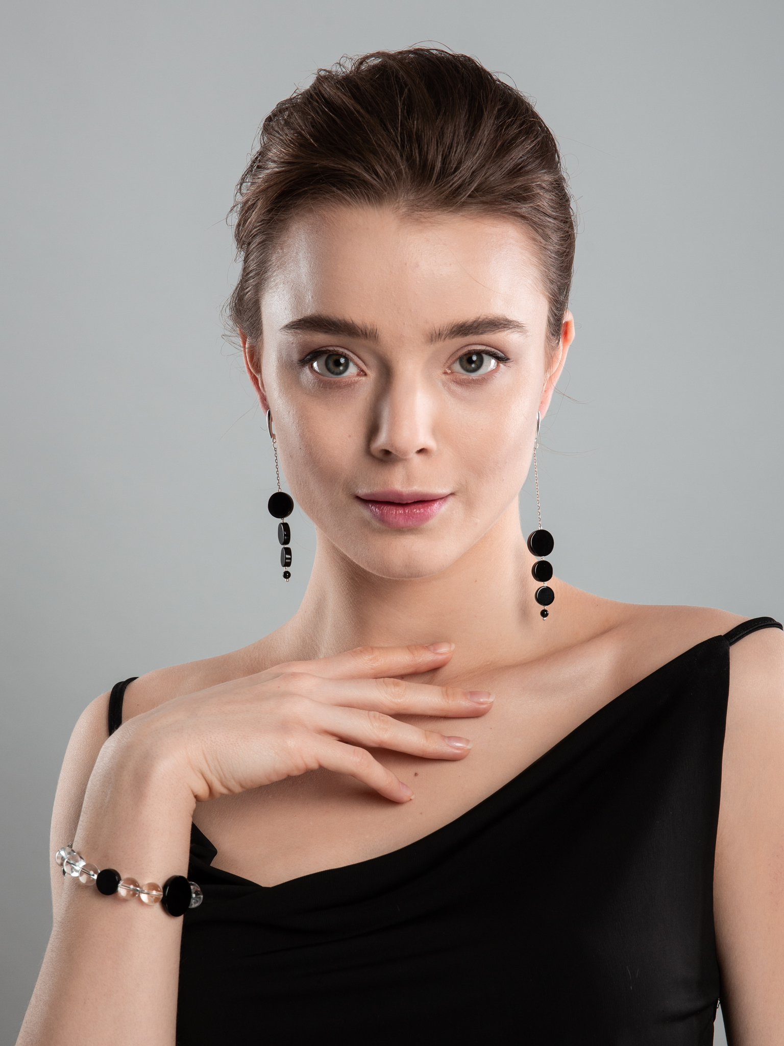 Серьги асимметричные с агатом