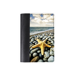 Обложка на паспорт комбинированная "Каменистый берег", черная