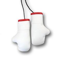 Перчатки боксерские комбинированные, белые с красным