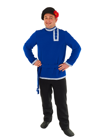 Косоворотка (рубаха) мужская синяя с кушаком