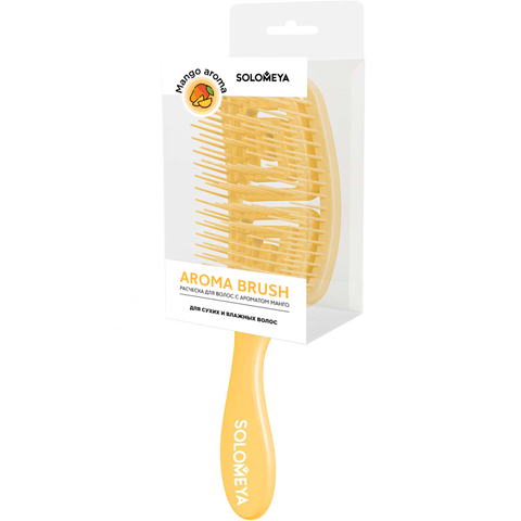 SOLOMEYA Расческа для сухих и влажных волос АРОМАТ МАНГО  Wet Detangler Brush Rectangular Mango, 1 шт.