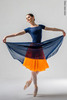 300 C two-sided rehearsal skirt | dark_sapphire-neon_orange