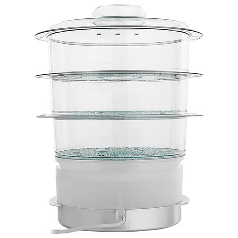 Пароварка TEFAL VC100630, 900 Вт, объем 9 л, механическое управление, 3 яруса, серебристая