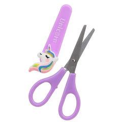 
          Ножницы канцелярские детские 13,5 см, с чехлом, серия "Единорог", MC-Basir, с закругленными концами для резки бумаги, картона и рукоделия, длина лезвия 6.5 см