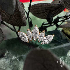 Кластер "Crown Marquise" - Розовое золото - White CZ