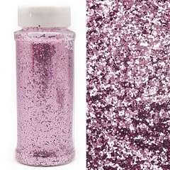 Конфетти Блестки фольга Шестиугольник, в банке, Розовый Металлик, 0,1 см, 90 г