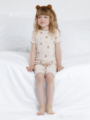 пижама  для девочки  К 1632/бежевый,маленькие мишки