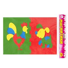 
          Пазлы мягкие магнитные, 300 х 210 мм, "Собака+Петух", 3 +, 15 элементов, для игры в ванной и на холодильник, европодвес