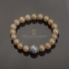 Браслет "Колесо судьбы". Медовый нефрит. Д 10мм.