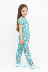 пижама  для девочки  К 1597/пыльная бирюза,игрушки на елку