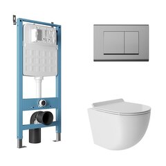 Aqueduto AQDS100T AQD комплект: TECNICA Novo Система инсталляции для подвесного унитаза, QUADRADO Панель смыва, хром, OVO Tornado S унитаз подвесной 480*360 безободковый, Tornado, сиденье с микролифтом, белый глянцевый фото