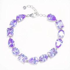 Браслет-дорожка теннисный из серебра с аметистовыми фианитами