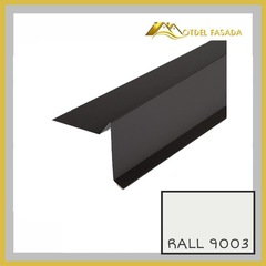 Планка торцевая для гибкой черепицы 100х20*65*10мм 0.45мм RALL 9003-Сигнальный белый 2м