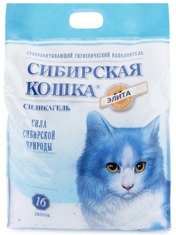 Сибирская кошка Наполнитель ЭЛИТА силикагель Синий (16 л)