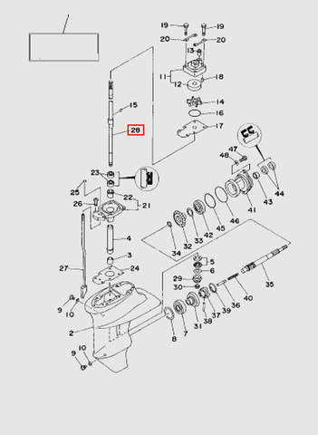 Вертикальный вал S  для лодочного мотора T15, OTH 9,9 SEA-PRO