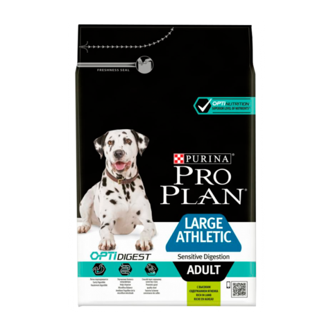 Purina Pro Plan Adult Optidigest Large Athletic Sensitive Digestion Сухой корм для собак крупных пород с атлетическим телосложением с чувствительным пищеварением с ягненком и рисом