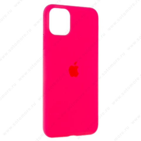 Накладка Silicone Case для Apple iPhone 11 Pro Max закрытый ярко-розовый