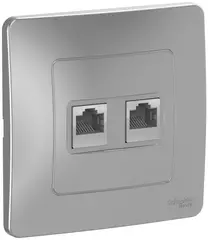 РОЗЕТКА С/У 2-я компьют.+телефон, алюмин. BLNIS045113