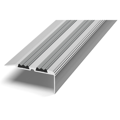 Порог угловой Лука ПУ-07, с ПВХ вставкой, 1350 x 68 x 30,8 мм, серебро люкс