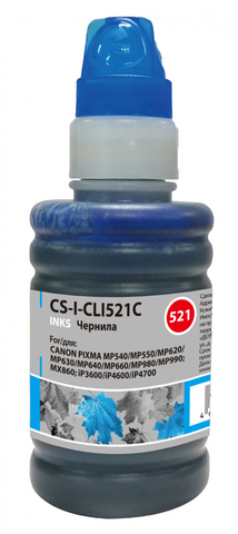 Чернила Cactus CS-I-CLI521С Голубой / Cyan 100мл для Canon Pixma MP540/MP550/MP620/MP630/MP640