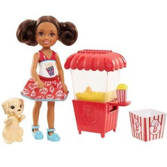 Барби Челси с щенком и тележкой попкорна