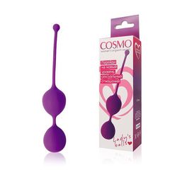 Фиолетовые двойные вагинальные шарики Cosmo с хвостиком для извлечения - 