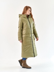 Женское пальто еврозима Макси оливка