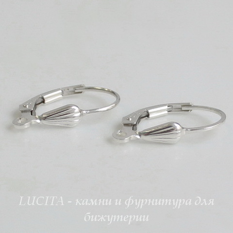 Швензы с французским замком "Ракушка", 17х10 мм (цвет - серебро), Silver filled, пара ()