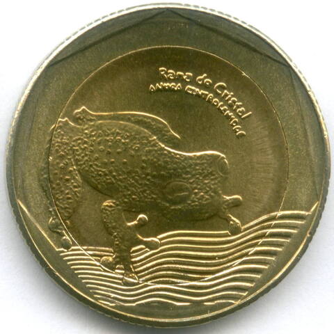 500 песо 2014 год. Колумбия. Стеклянная лягушка. Биметалл AUNC