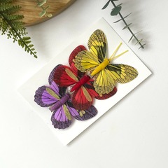 Бабочки перьевые, ЯРКИЕ, декоративные, 8 см, на зажиме, набор 3 шт.