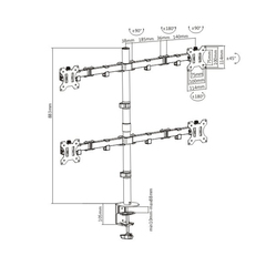 Настольный кронштейн Brateck LDT12-C048N для 4-х мониторов (13