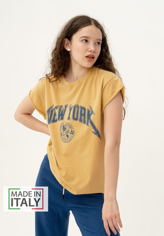 Футболка со скрученным рукавом Bowery NYC "New York" Honey