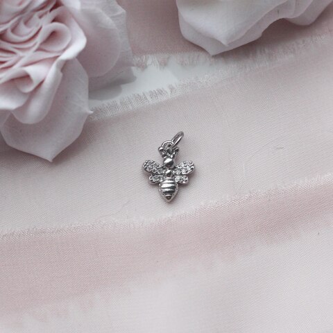Подвеска Пчела с фианитами 13*11 мм, родий, П343