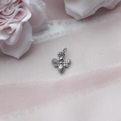 Подвеска Пчела с фианитами 13*11 мм, родий, П343