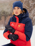 Премиальная теплая лыжная куртка Nordski Mount Red-Dark Blue женская